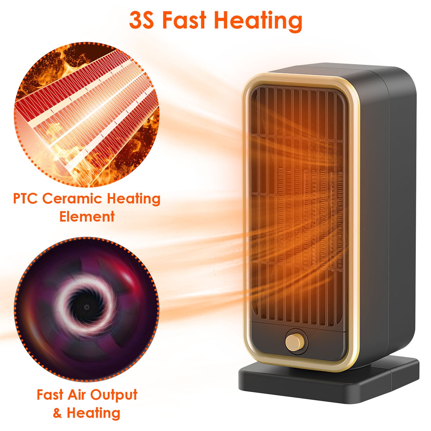 Portable Electric Space Heater 500W with Overheat & Tip-Over Safety - Fast Heating for Home & Office