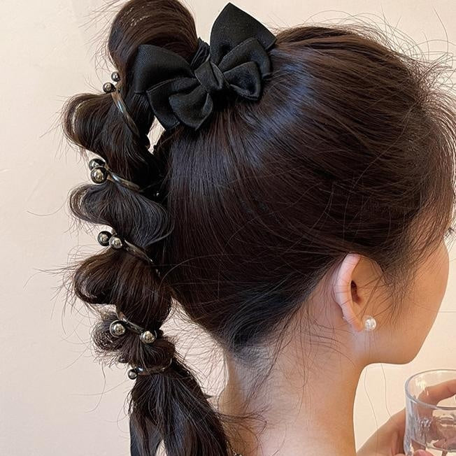 Bow-Knot Pearl Bubble Braid Hair Tie for Women