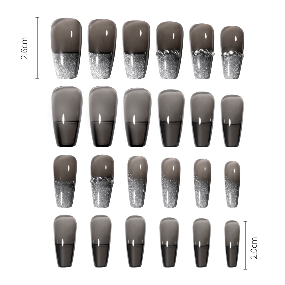 Nail Art Patches with Jelly Glue - Fake Nail Stickers for Manicure, 24 Pieces