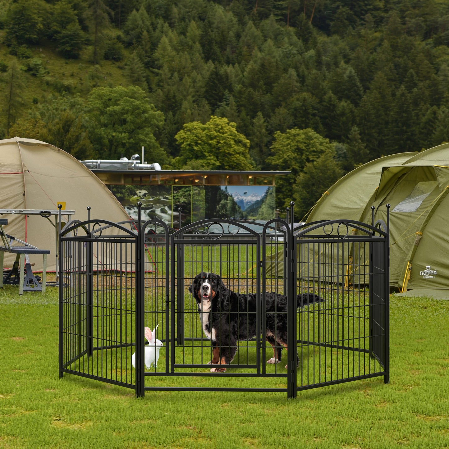 Indoor Outdoor 32 Inch Metal Dog Playpen with Doors - Heavy Duty Pet Fence