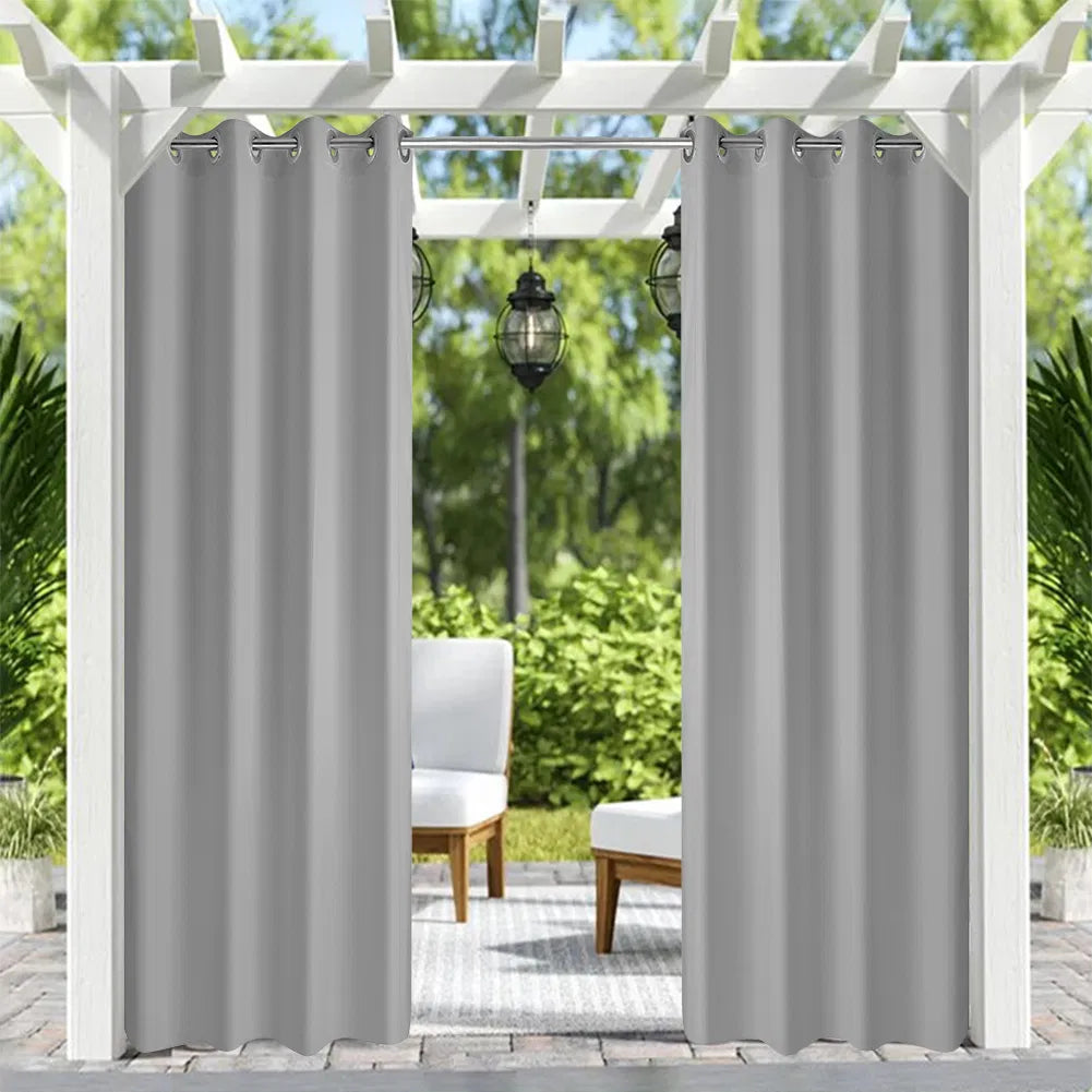Grey Outdoor Thermal Blackout Curtain - 50 Inch W x 84 Inch L for Patio Deck Garden