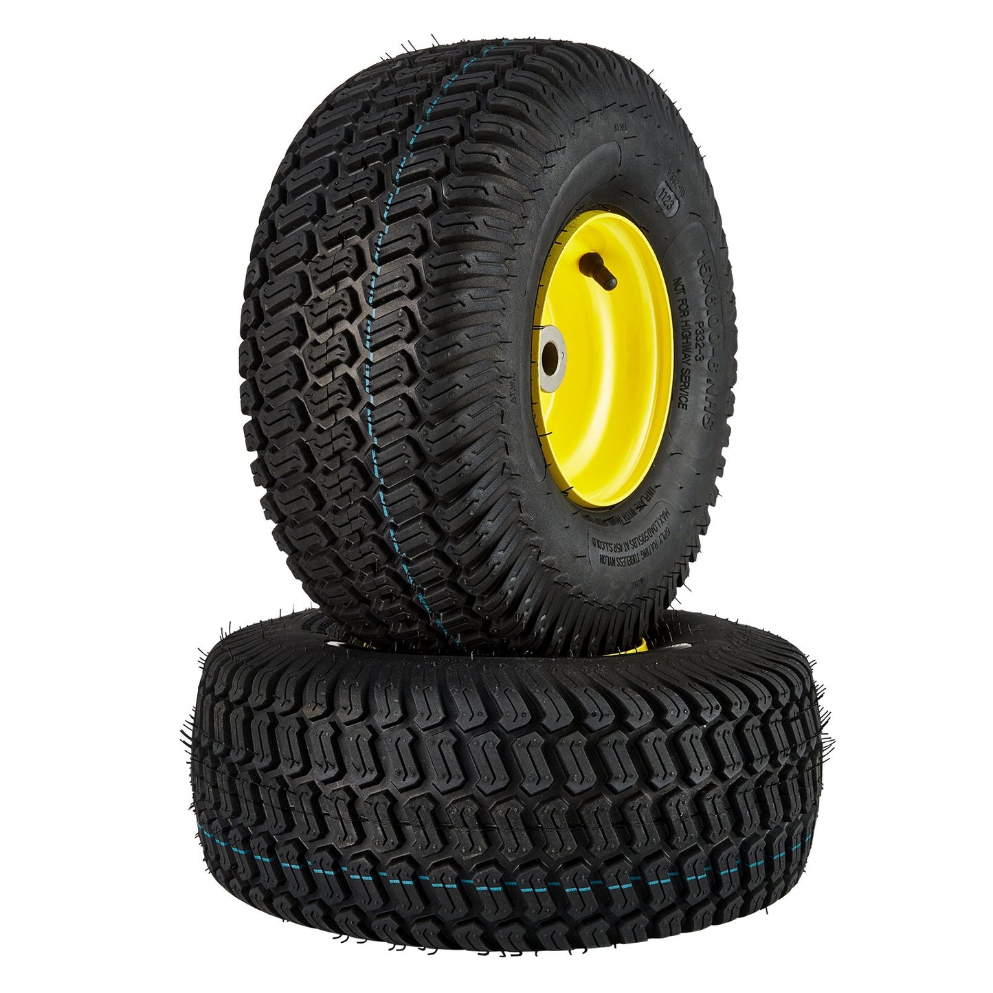 15x6-6 Tubeless Lawn Mower Tires with Rim 2-Pack - Tractor Wheel Assembly