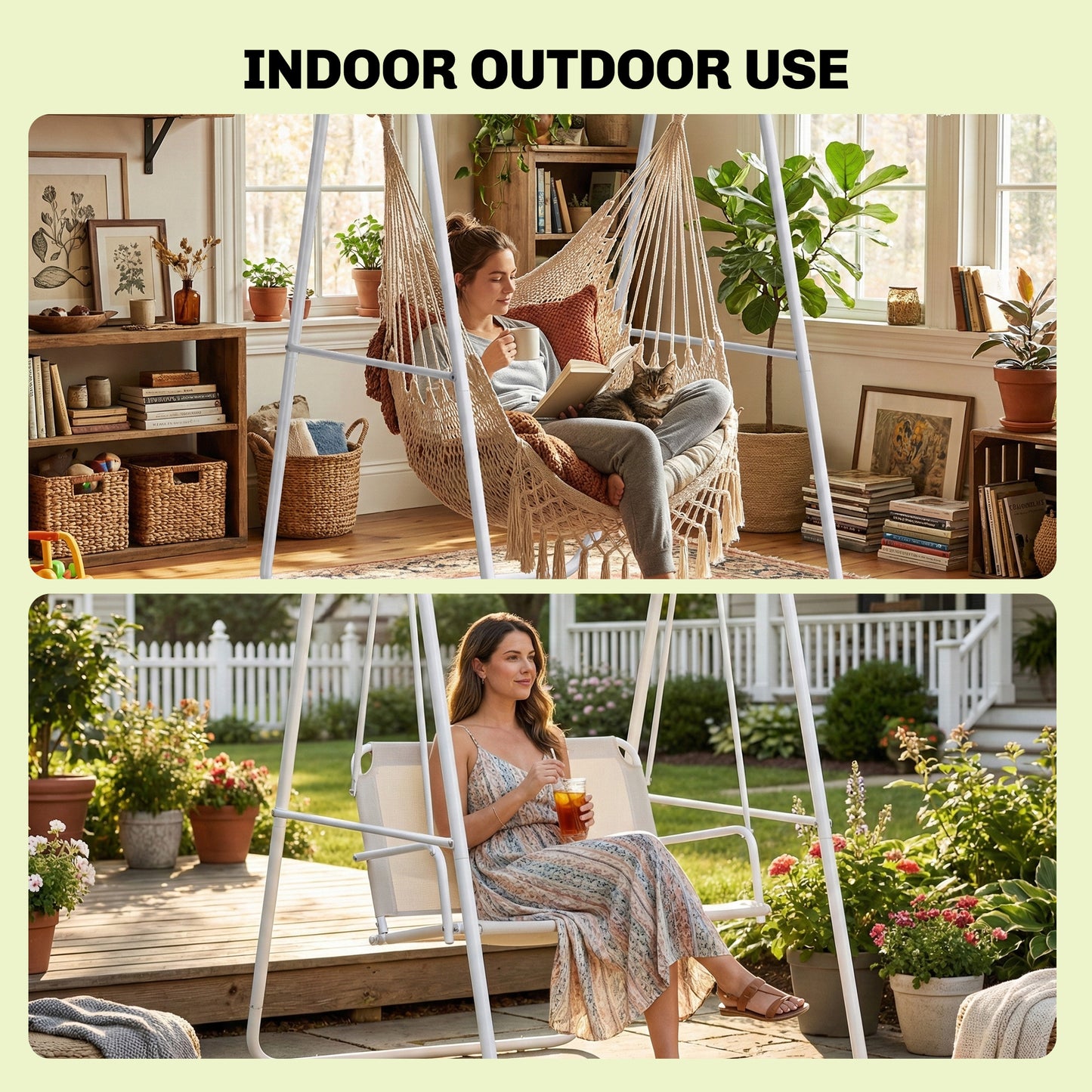 Heavy Duty A-Frame Hammock Chair Stand - 330 lbs Capacity, White