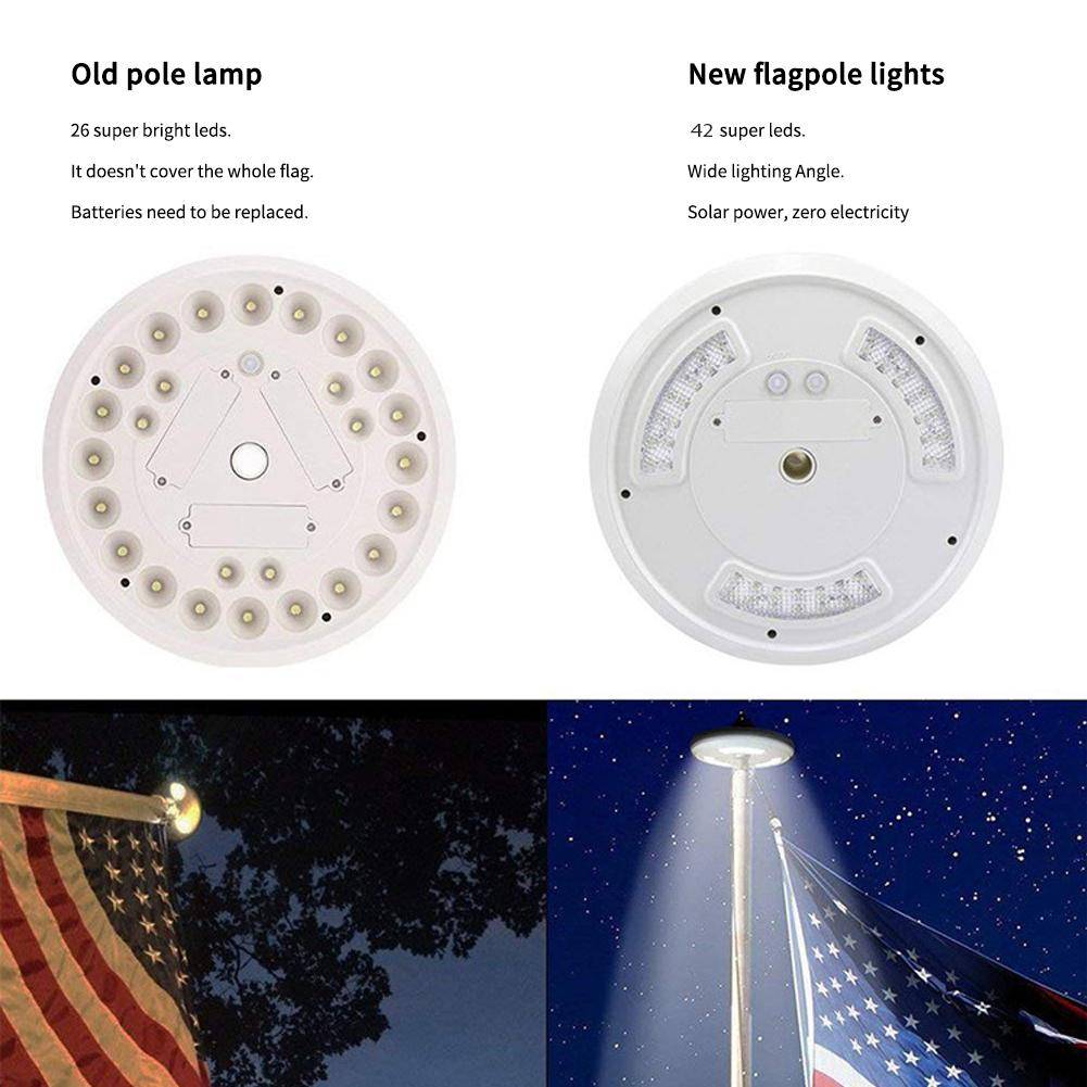 42 LED Solar Flag Pole Light with Adjustable Brightness for Outdoor Camping