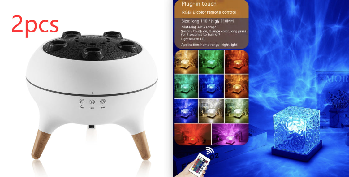 LED Water Ripple Night Light with Remote Control - 16 Color Dimmable Table Lamp