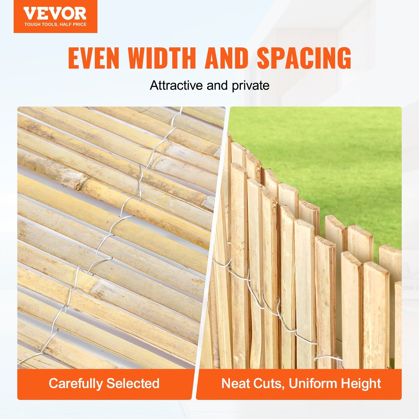 Natural Bamboo Privacy Fence Screen 6 Ft H x 16 Ft L Garden Barrier