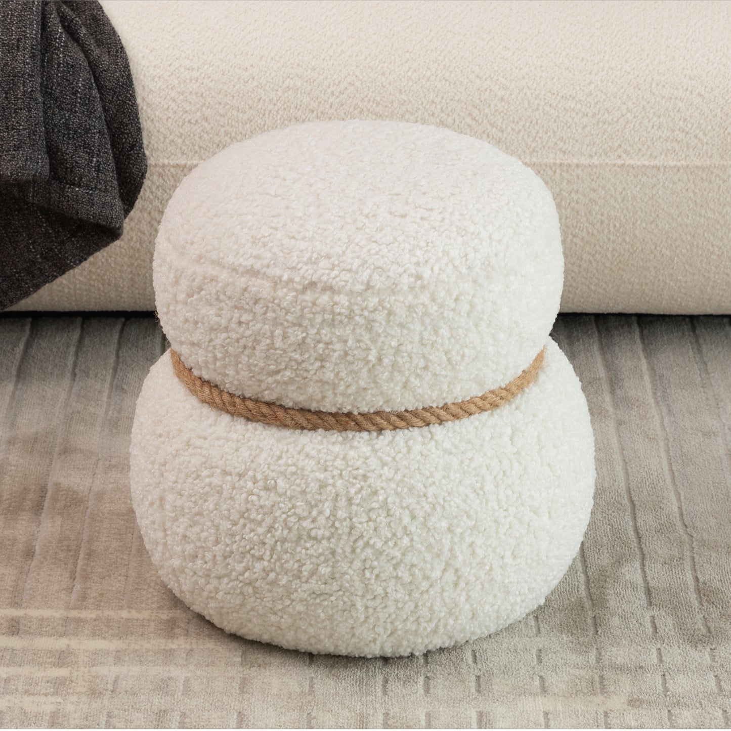 WKJ1Y White Snowman Stool, Greig Plush Cushion, Playful And Cute,