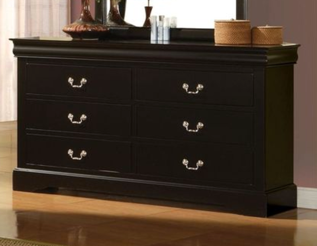Black Finish Dresser with 6 Drawers - Modern Design