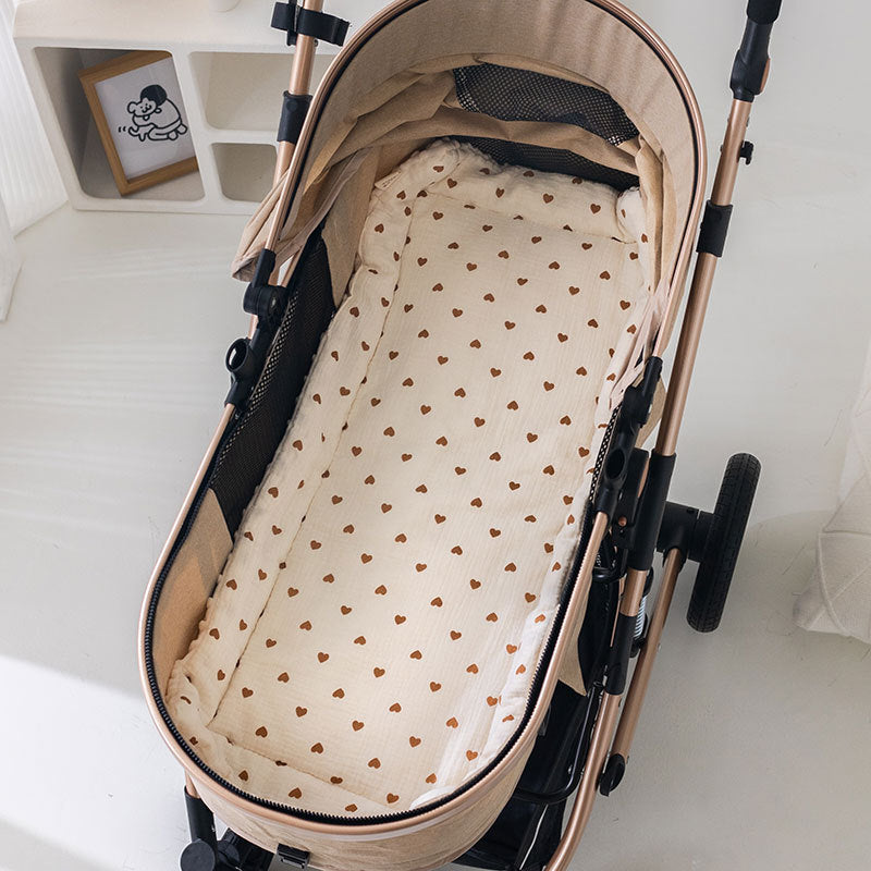Baby Stroller Cotton Cushion Set with Star Moon Bear & Heart Designs – 40x80CM