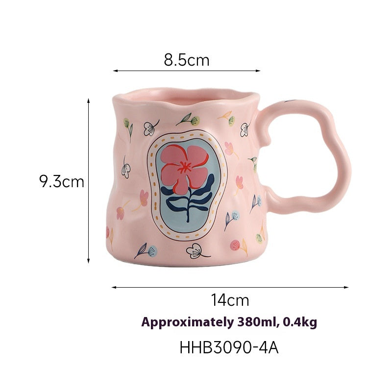 Ceramic Mug Ladies Milk Breakfast Cup 380ml - White Porcelain Drinkware
