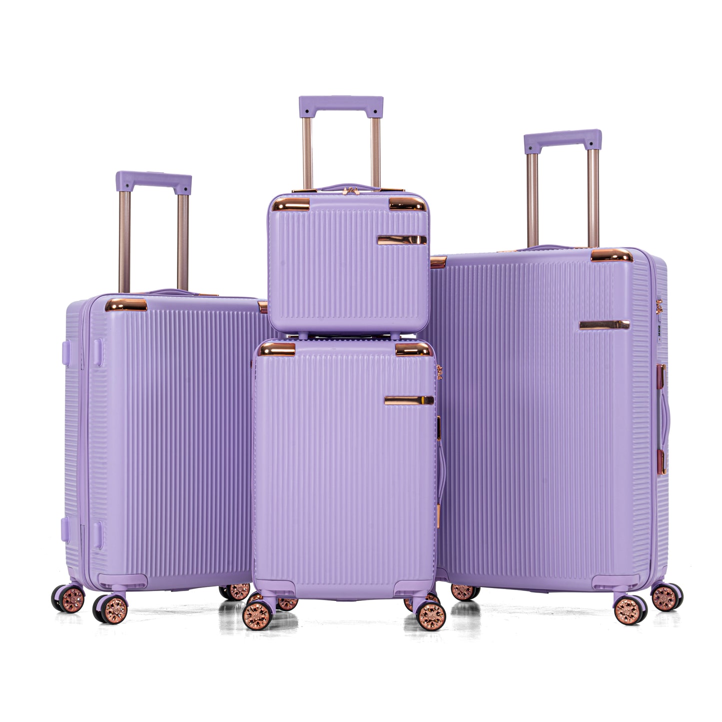 4-Piece Lightweight Hard Luggage Set with 360° Wheels - Purple