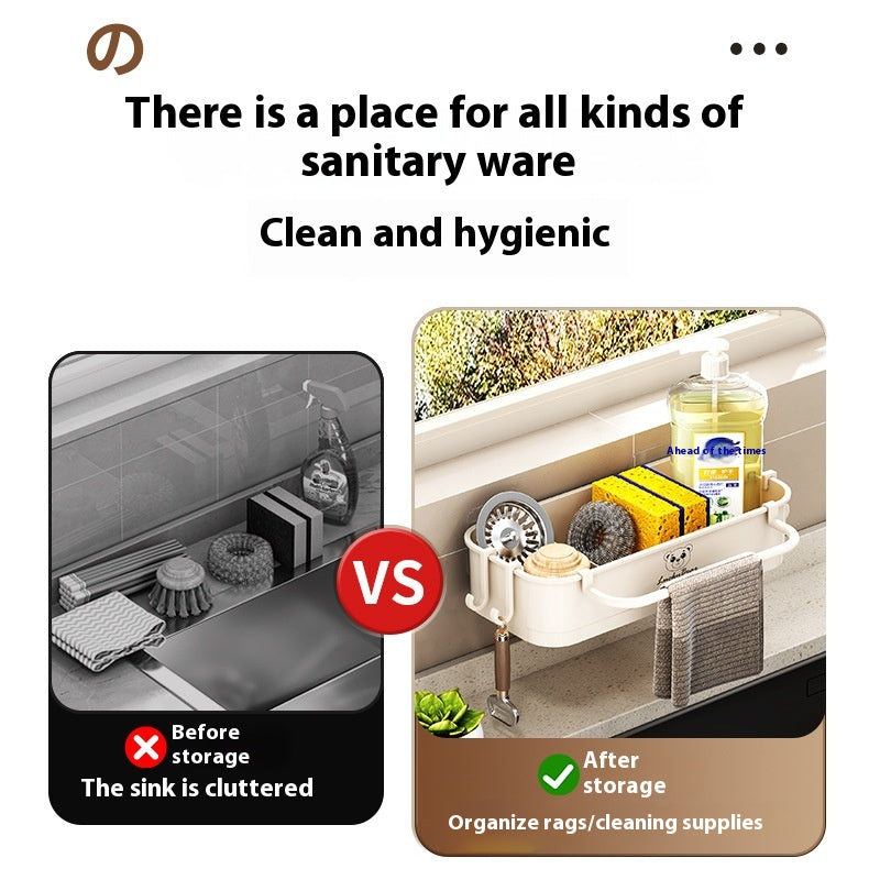 Wall-Mounted Kitchen Sink Storage Shelf Multi-Purpose Organizer