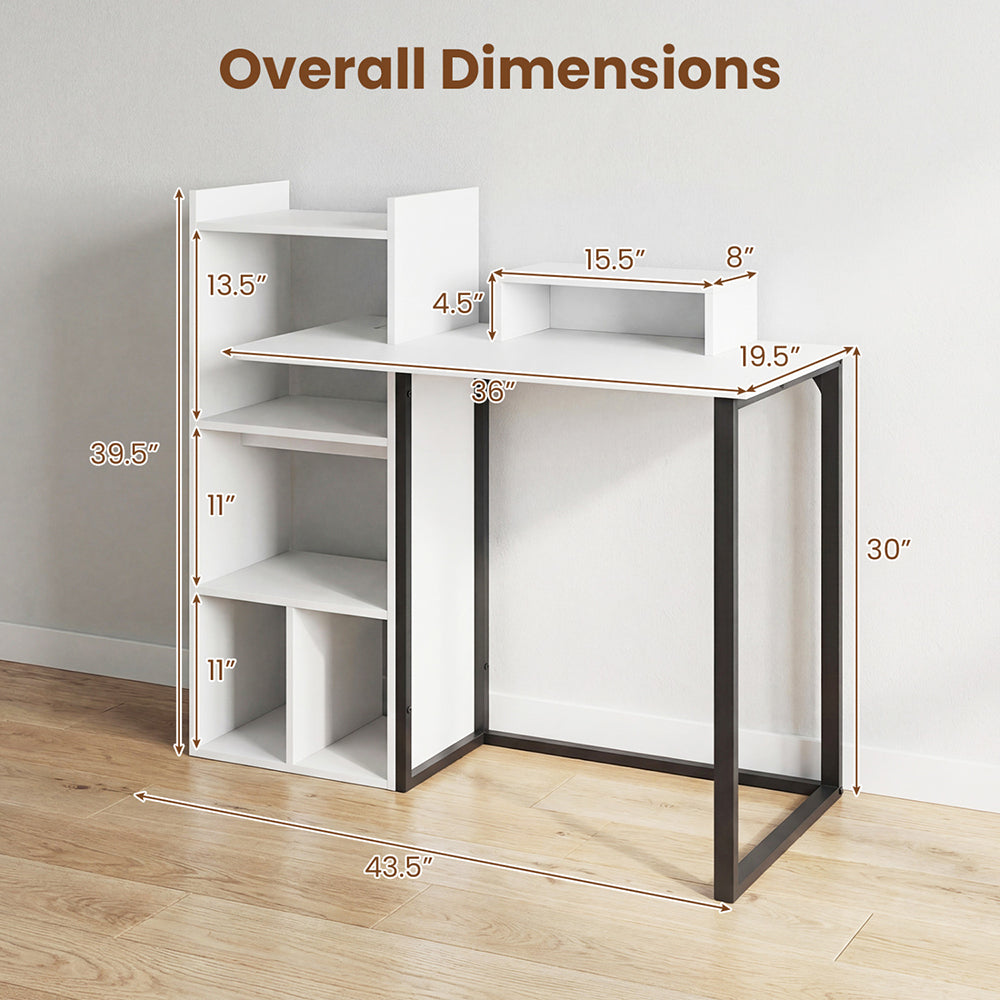 Computer Desk With Charging Station And Ergonomic Monitor Stand