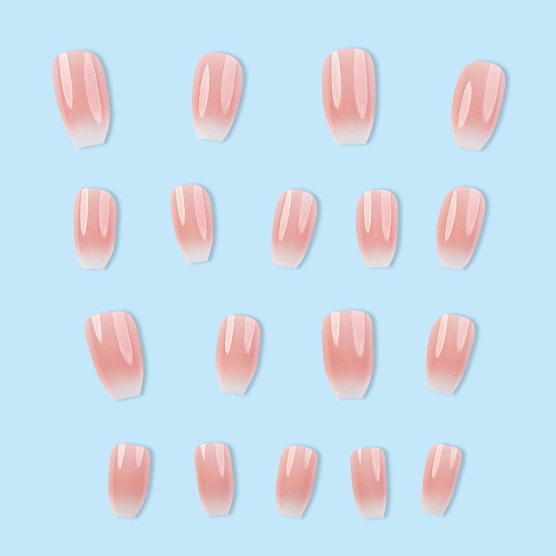 24 White Gradient Coffin Nail Stickers with Glue & File