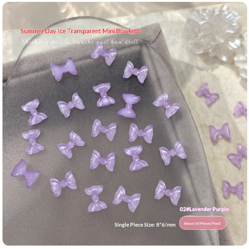 50-Pack Ice-Transparent Bow Tie Resin Nail Art Decorations - Cute Nail Accessories