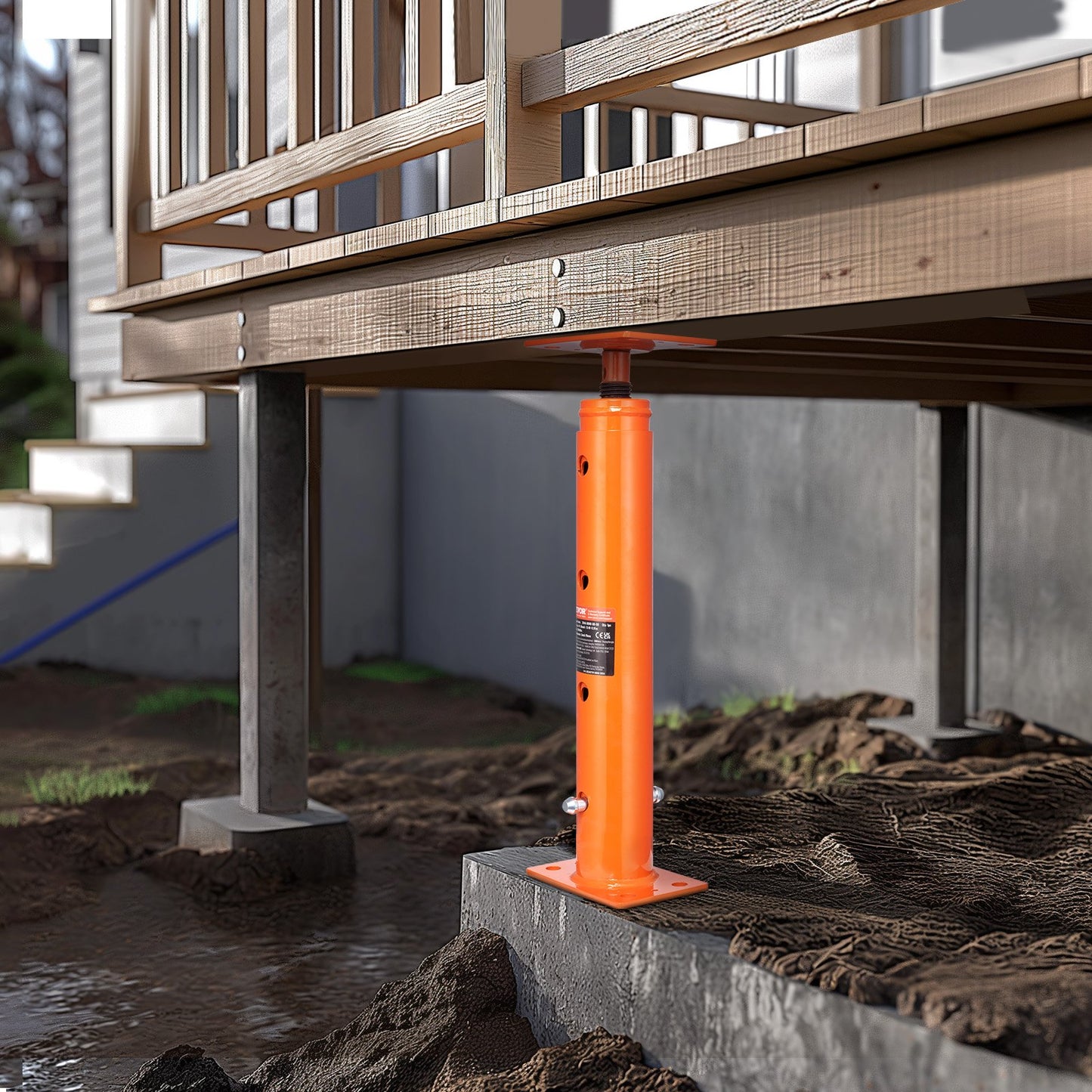 Heavy-Duty Adjustable Floor Jack Post for House Leveling 19-36 Inches - Red