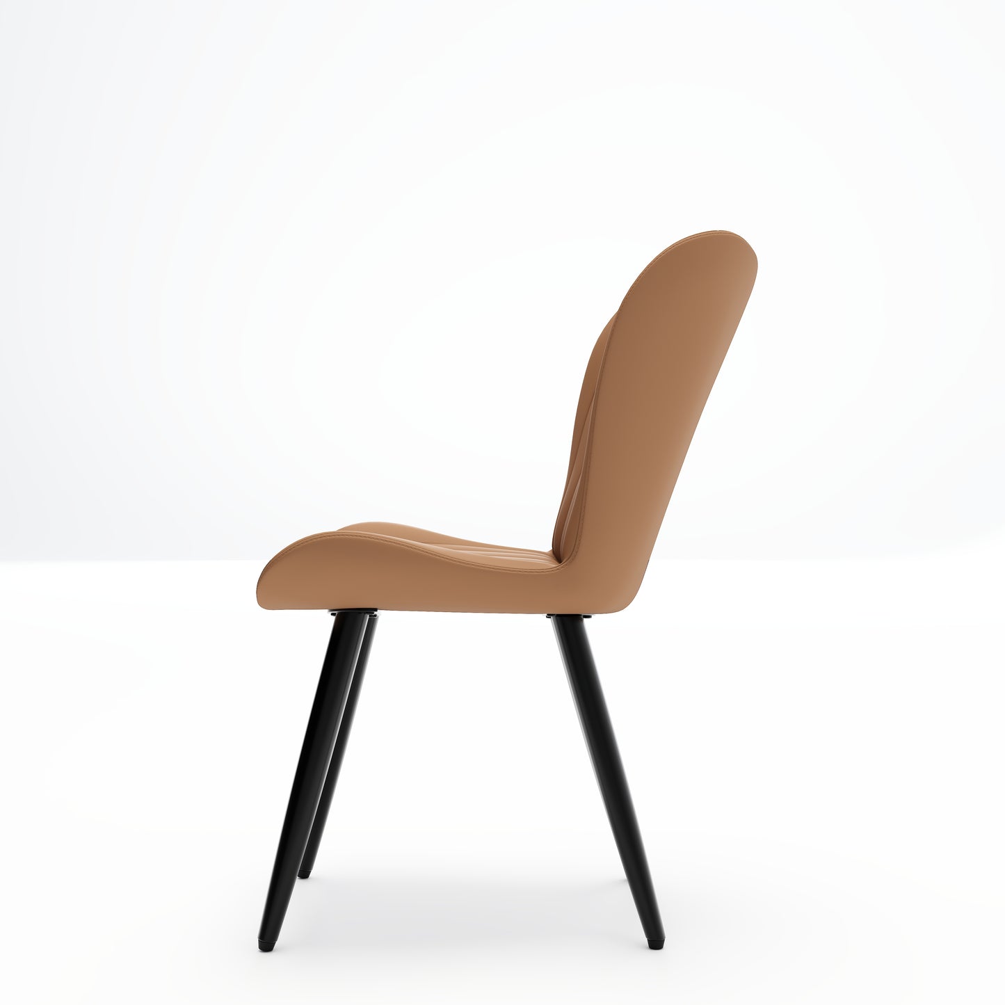 Modern PU Leather Dining Chairs - Set of 2, Brown