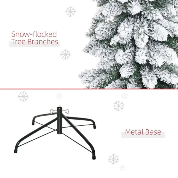 6ft Artificial Christmas Tree with Snow - Green Pencil Shape