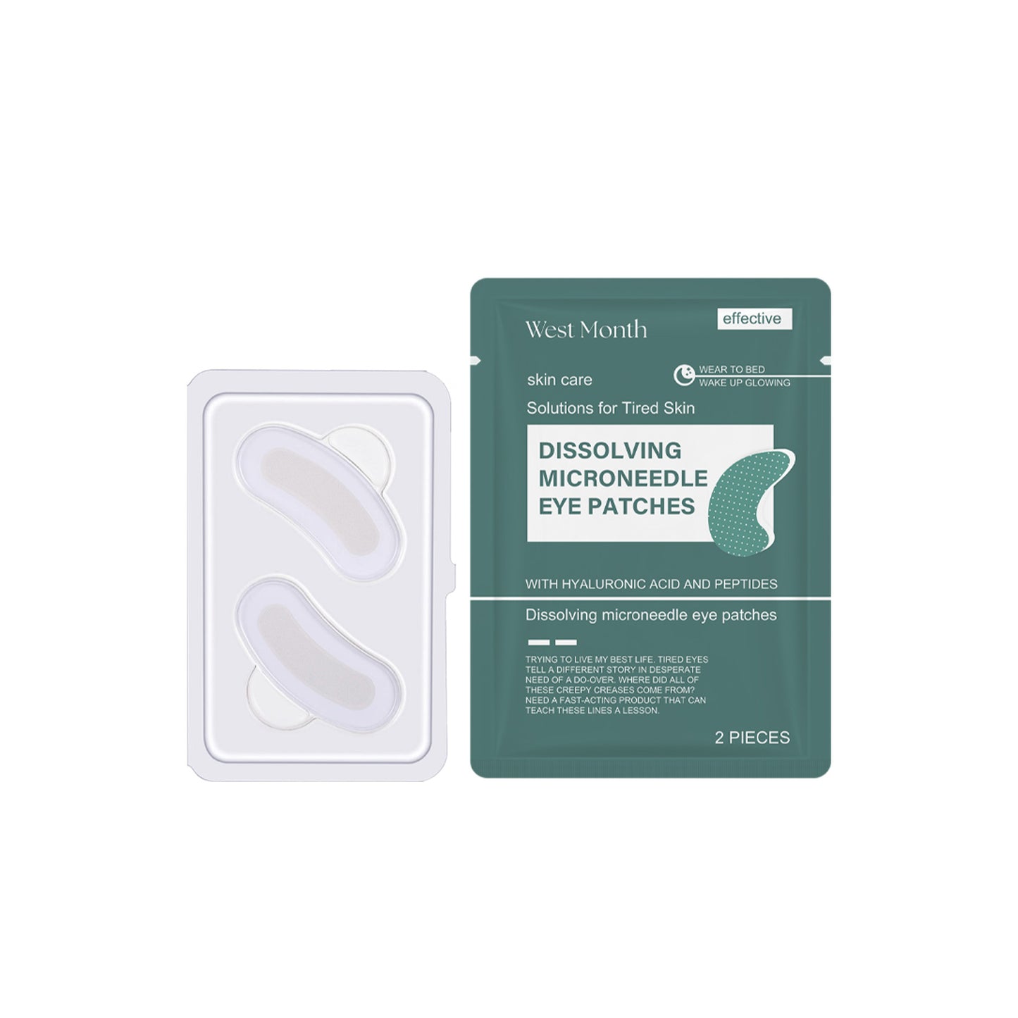 Hyaluronic Acid Microneedle Eye Mask for Eye Bags & Dark Circles - 2pcs