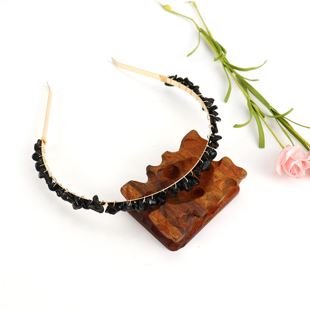 Crystal Natural Stone Headband - 6cm Wide