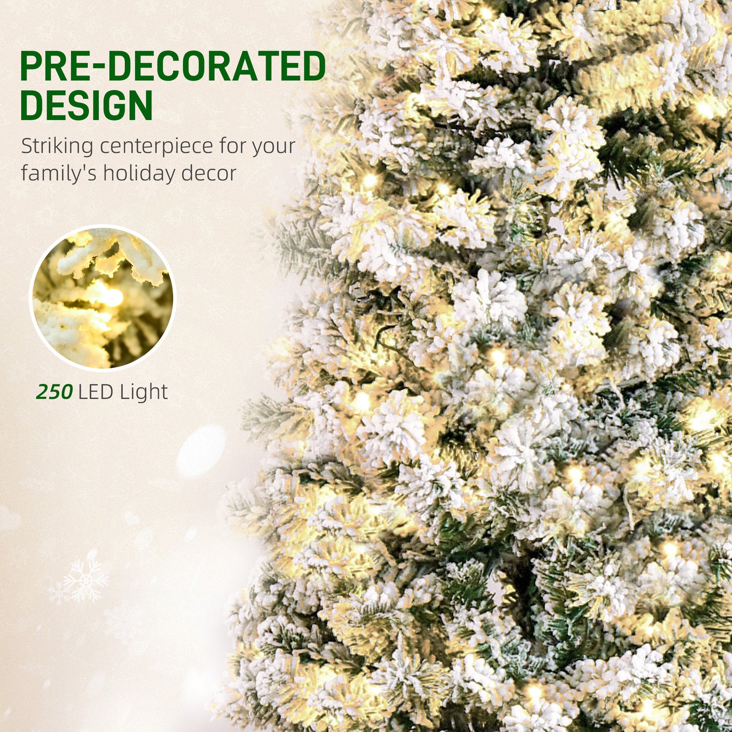 6ft Pre-Lit Snow-Flocked Slim Artificial Christmas Tree - Green