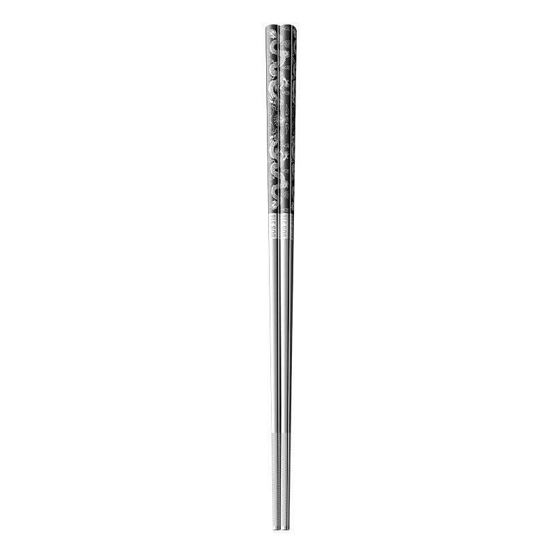 Stainless Steel Chopsticks with Dragon Pattern - Food Grade Kitchen Utensils
