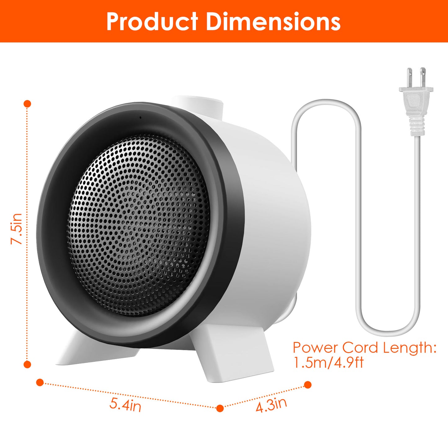 Portable Ceramic Space Heater with 3 Modes, Fast Heating, Tip-Over & Overheat Safety