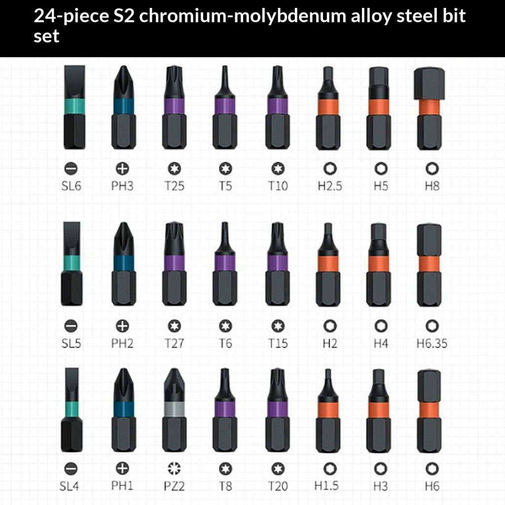 24-in-1 Ratchet Screwdriver Set with T-Handle and Cr-V Steel Blades