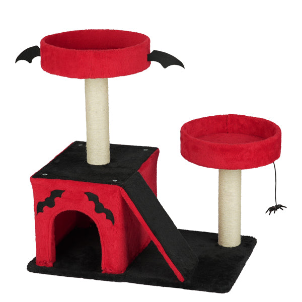 Halloween Cat Tree with Spooky Gothic Design, Large Cat Condo & Perches
