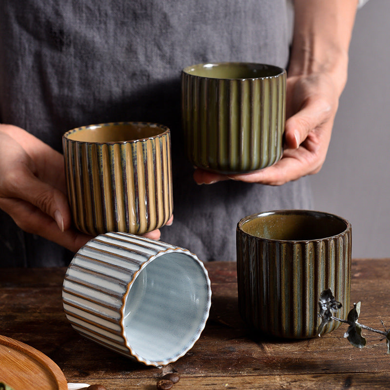 Ceramic Baked Pottery Cup Set for Home & Restaurant Use - Multiple Colors