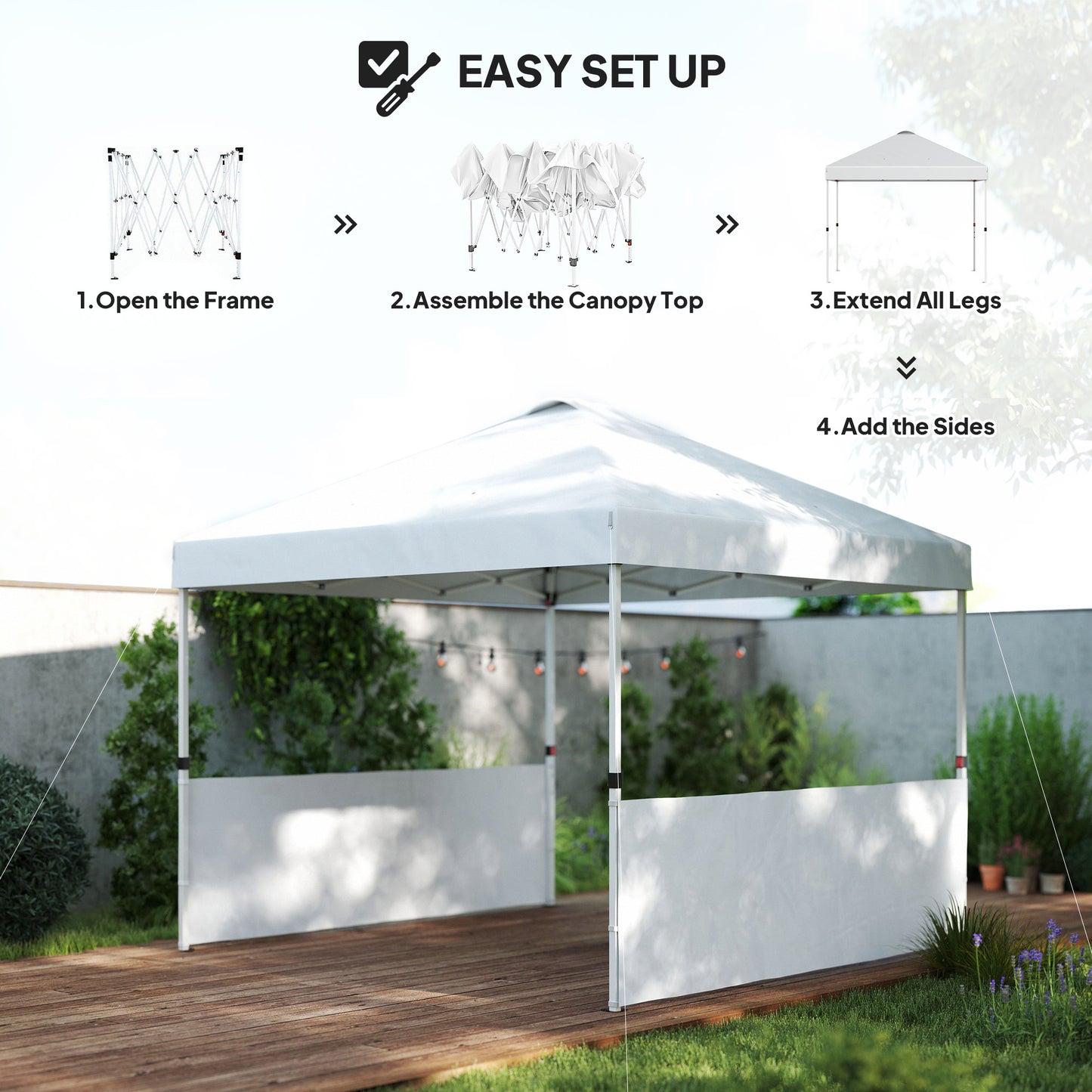 10x10 Pop Up Canopy Tent with Sidewalls - UV50+ Sun Shelter