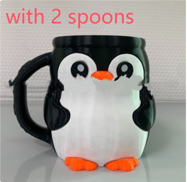 Cute Penguin Ice Cream Pint Rack - Ceramic Kitchen Decor & Storage