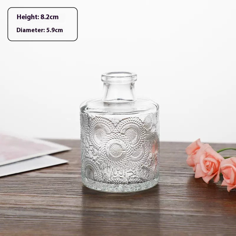 Mini Glass Vase - Embossed French American Style Home Decor