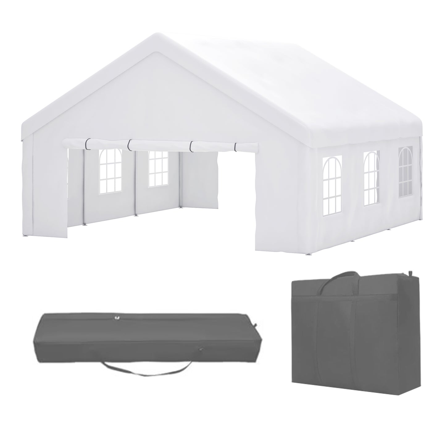 20x20 FT Outdoor Event Shelter with Detachable Sides - White