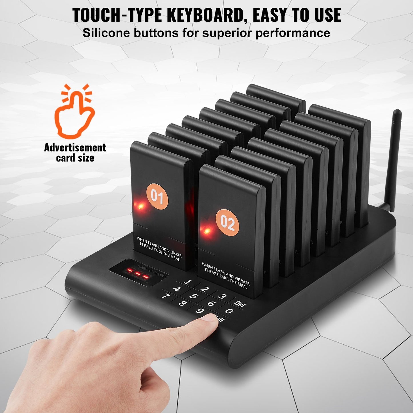 Wireless Restaurant Pager System with 16 Beepers & Long Range