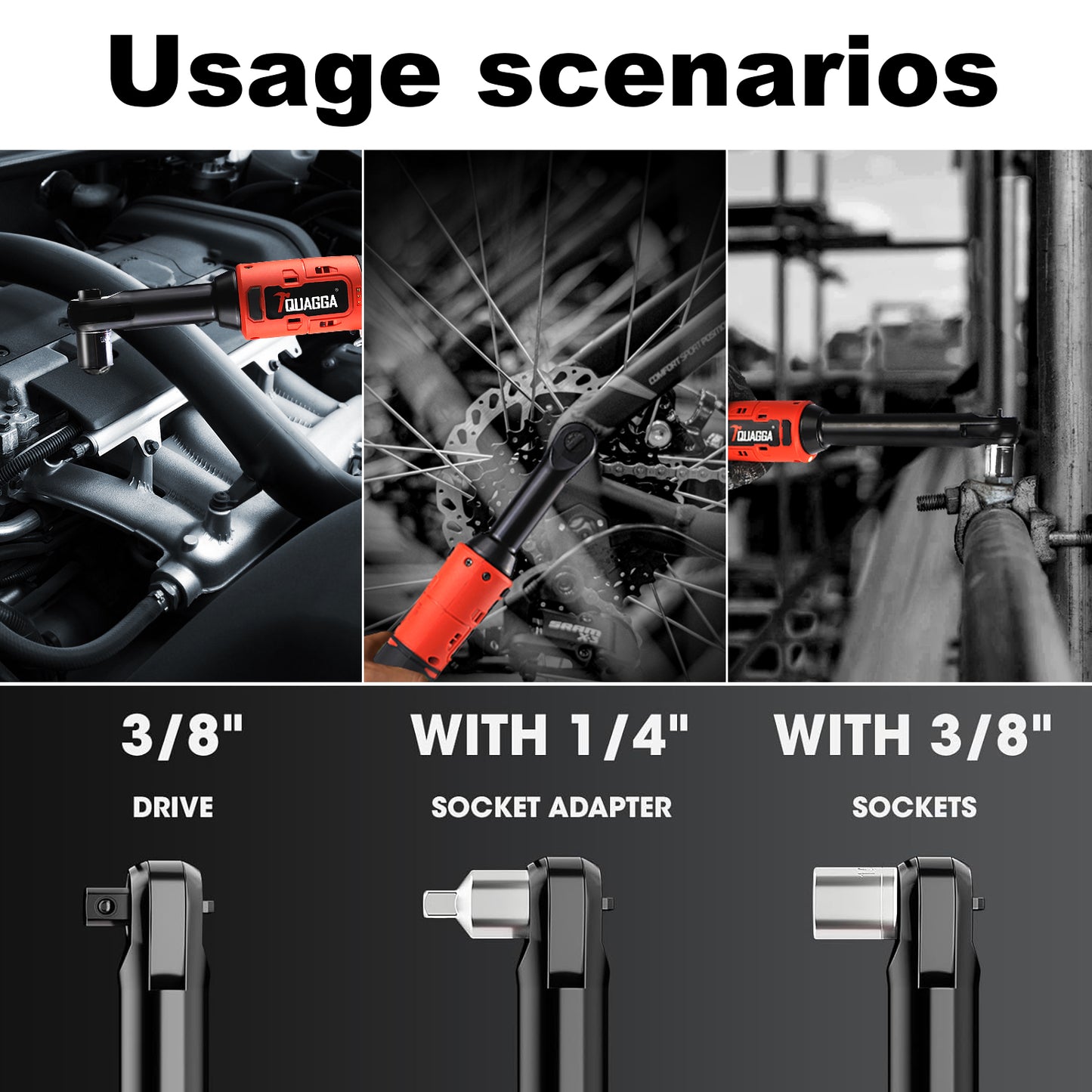 18V Cordless Electric Ratchet Wrench Set with Extended Neck for Automotive Repairs