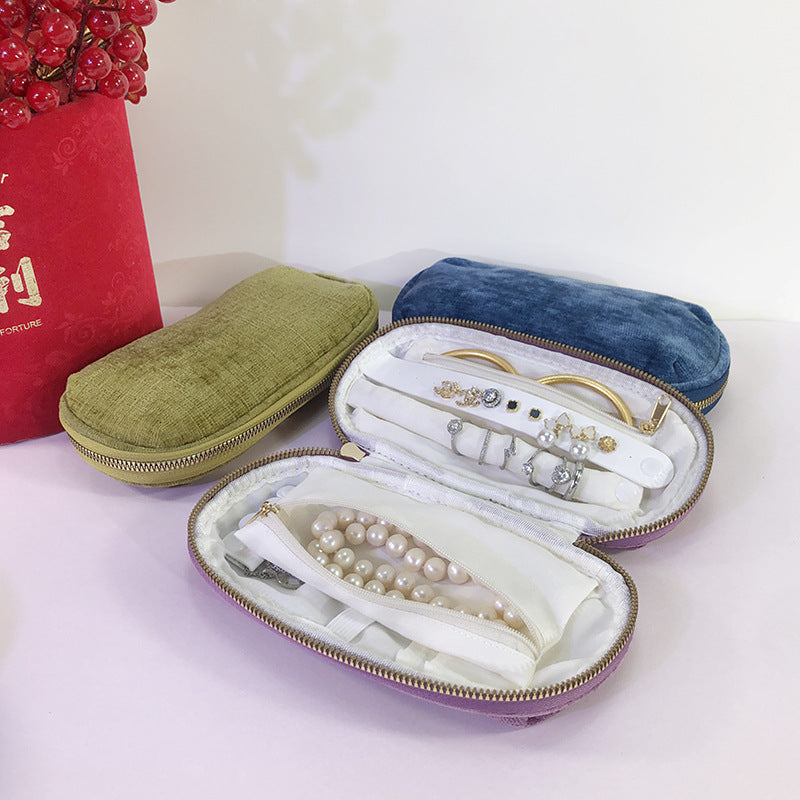 Thickened Velvet Jewelry Pouch & Accessory Storage Box - Multi-Functional Round or Long Design