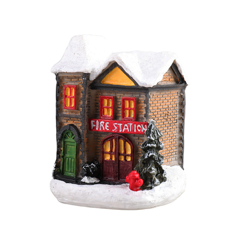 Christmas Small House Micro Landscape Resin Decorations - Festive Holiday Decor