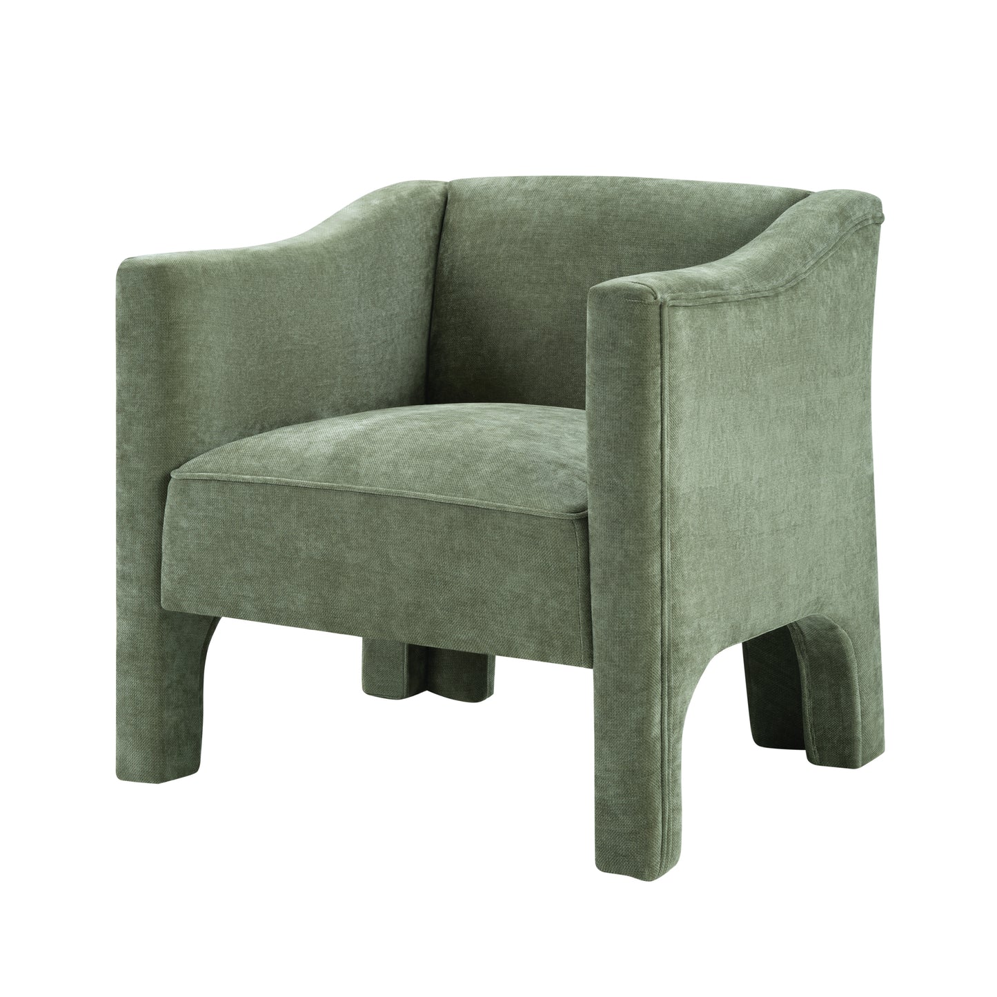 Modern Green Barrel Accent Chair - Upholstered Armchair for Living Room & Bedroom