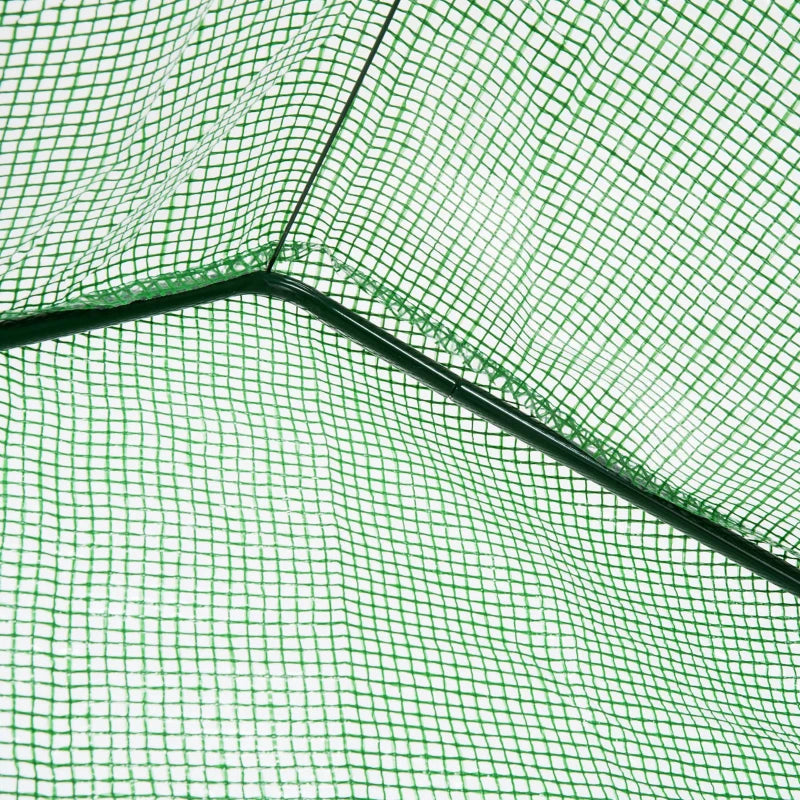 Walk-In Greenhouse with 3 Tiers Shelves, Roll-Up Door & PE Cover - Green