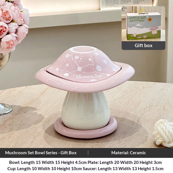 Large Capacity Mushroom Style Ceramic Bowl Set for Kitchen & Dining