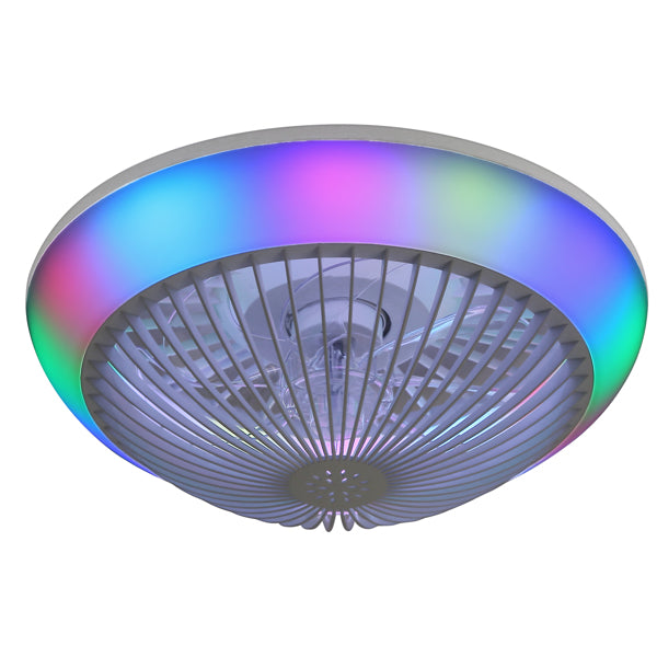 15 Inch RGB Dimmable Ceiling Fan with Light - Remote Control, Quiet Bladeless Design
