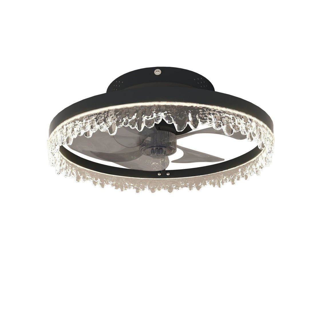 Elegant Black Ceiling Fan with Light - 16-Inch LED Chandelier