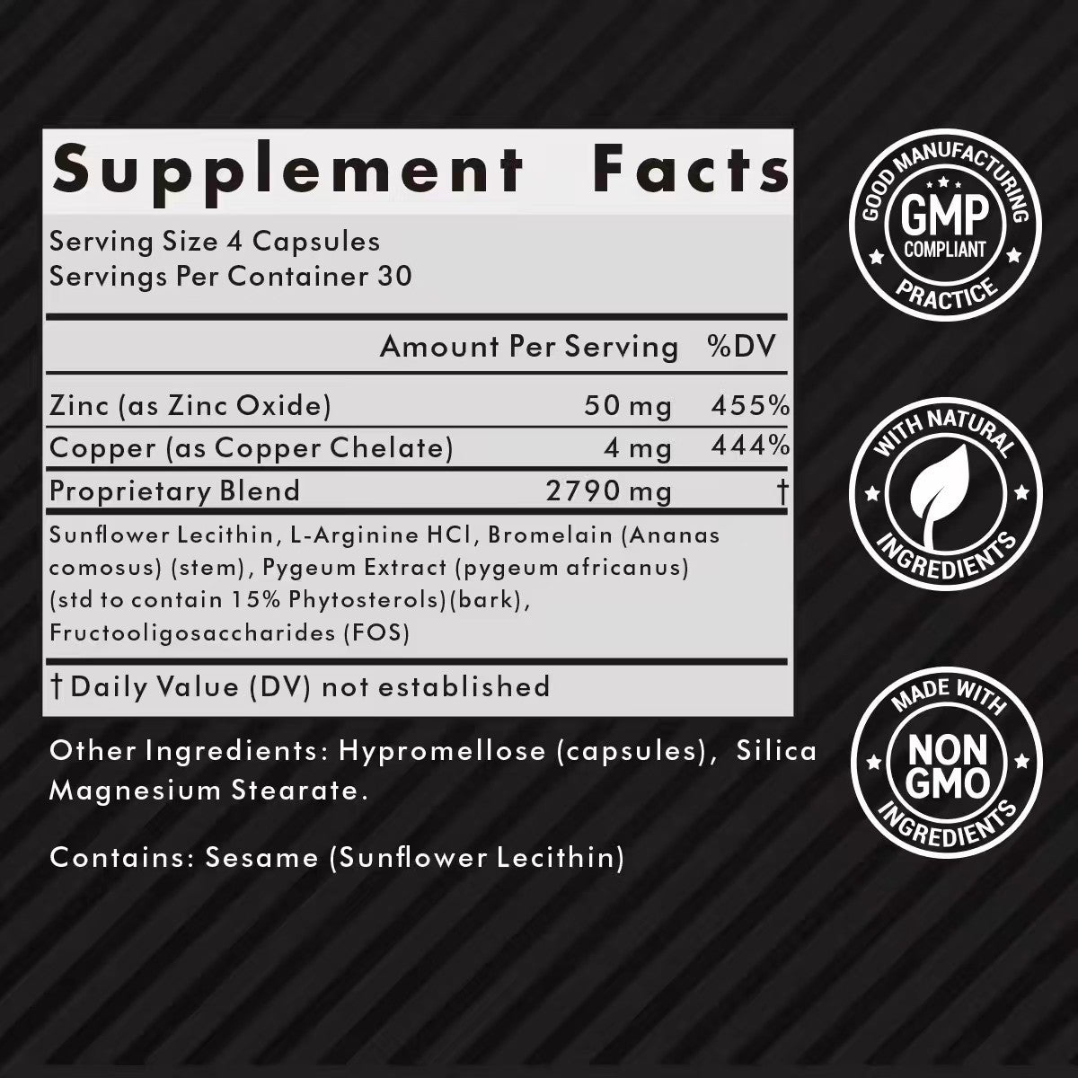 Zinc Capsules for Men - 120 Tablets