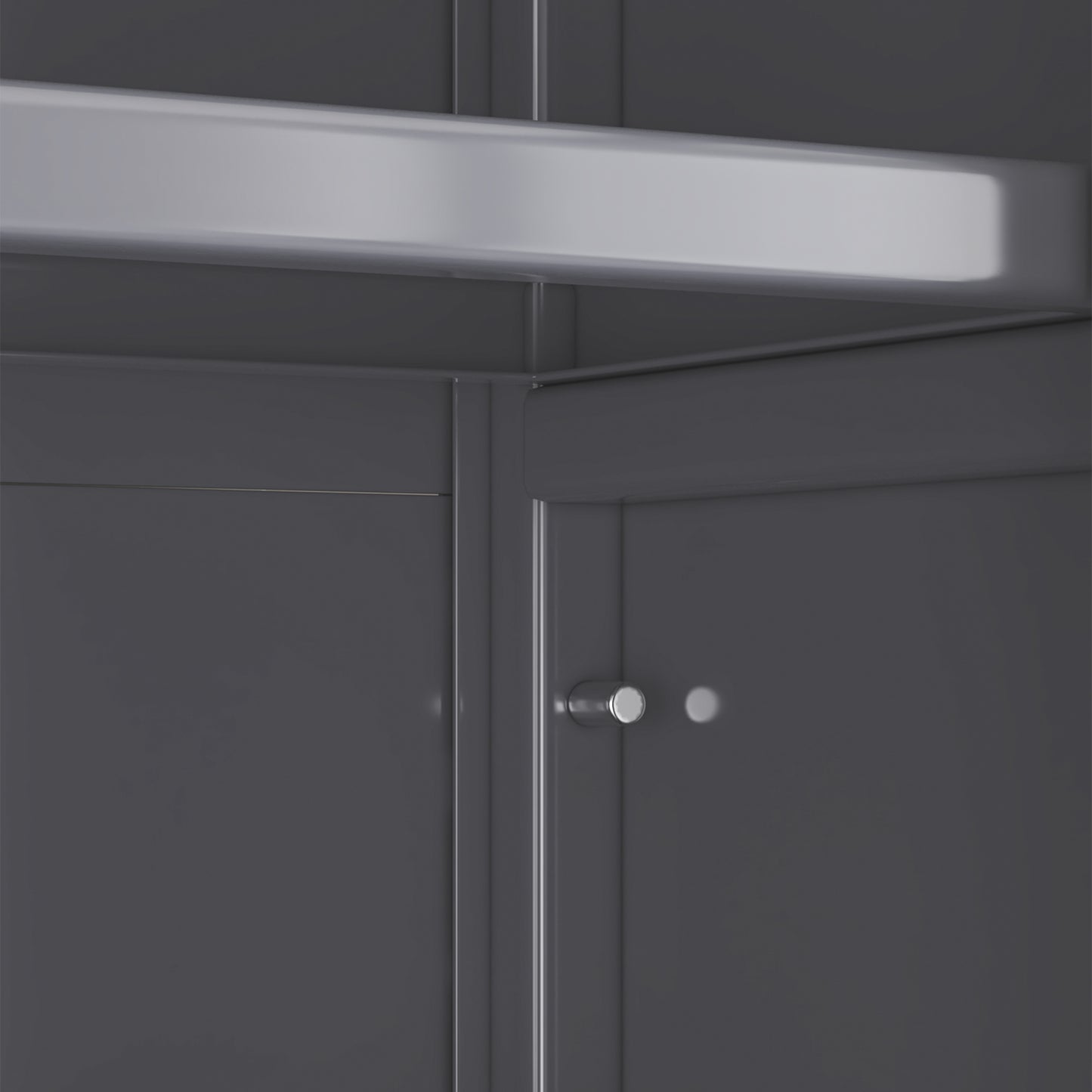 Grey Floor-to-Ceiling Kitchen Storage Cabinet with Microwave Shelf