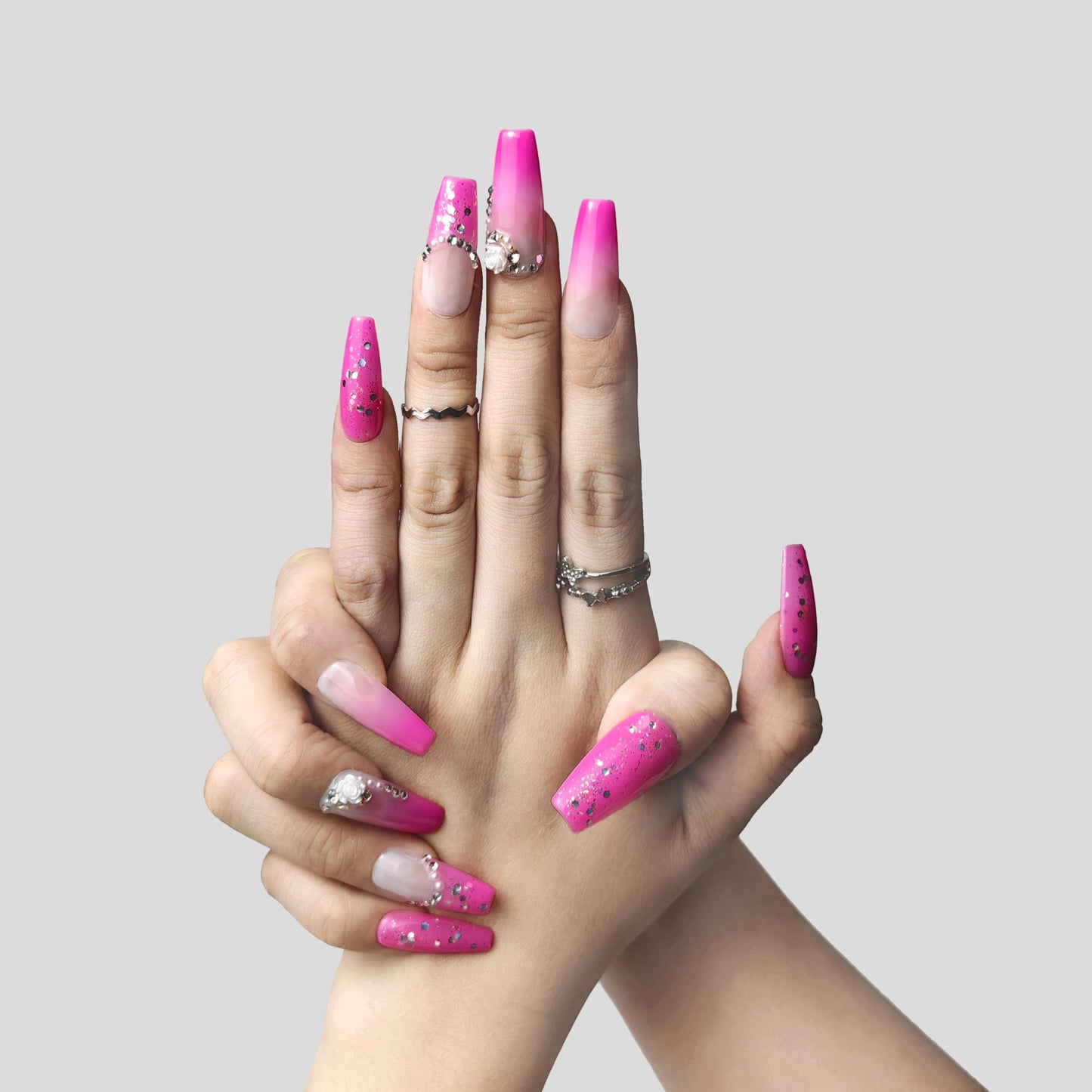 Handmade Press On Nails - Blush Elegance Reusable Acrylic Nail Art Kit