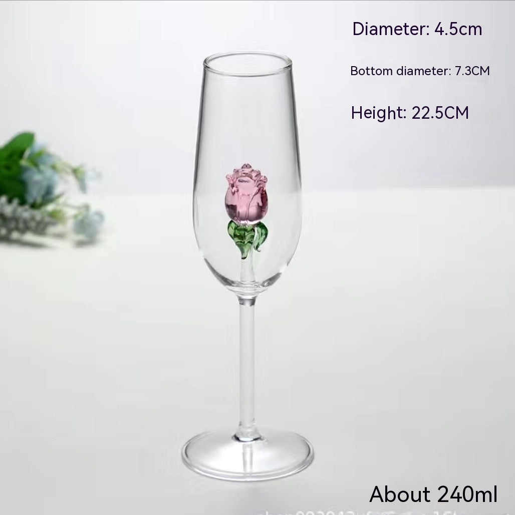 Elegant Rose Champagne Glass Set - Multiple Colors, Fashion Drinkware
