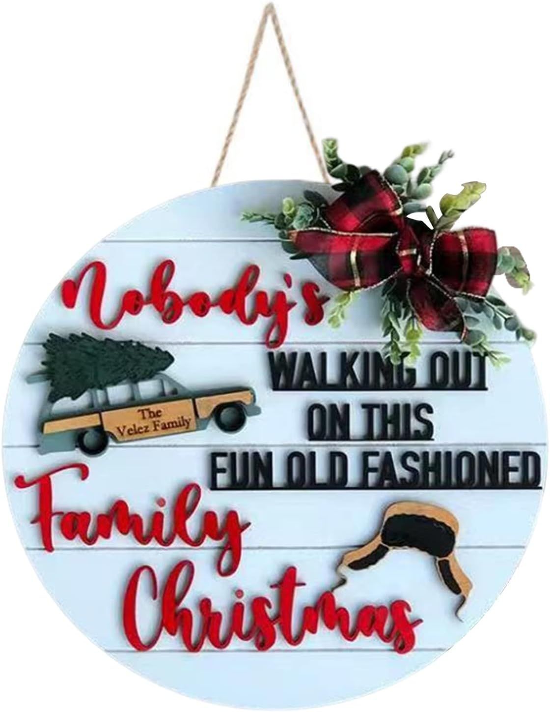 Wooden Front Door Sign Christmas Decorations Garland - Festive Holiday Home Decor