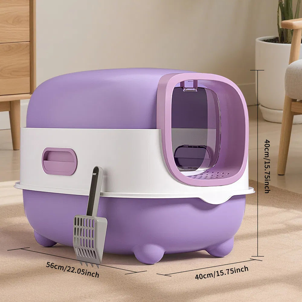 High-Capacity Enclosed Cat Litter Box with Odor Lock & Scratch-Resistant Finish, Large Size for US Homes
