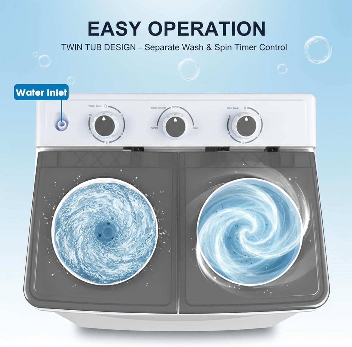 14 lbs Portable Twin Tub Washing Machine - Compact & Efficient